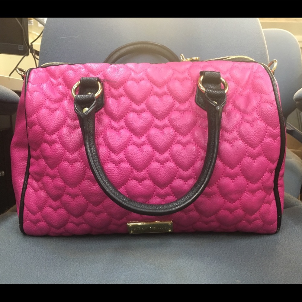 Fuschia Betsey Johnson quilted satchel